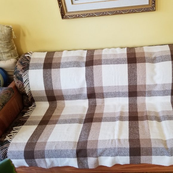 Vintage, traditional, woven wool blanket, fringe, picnic blanket +, Scotland - Picture 3 of 5